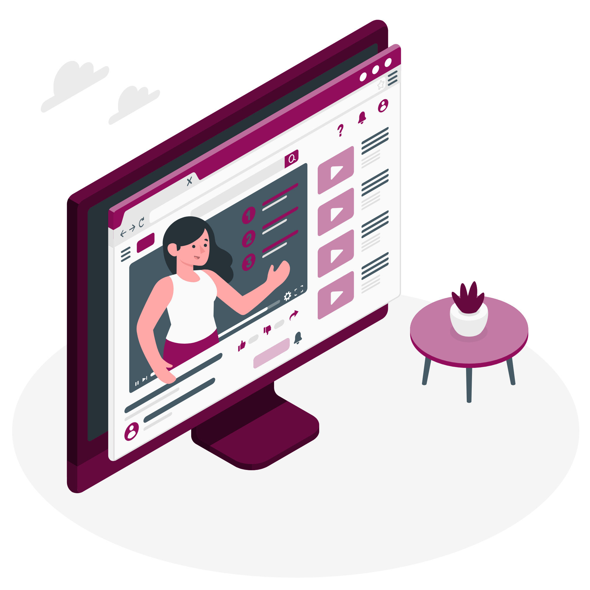 Concept of Customer phone and email support. Illustratiuon of a busy woman sitting at an office desk speaking on the phone and handing a letter to a dove