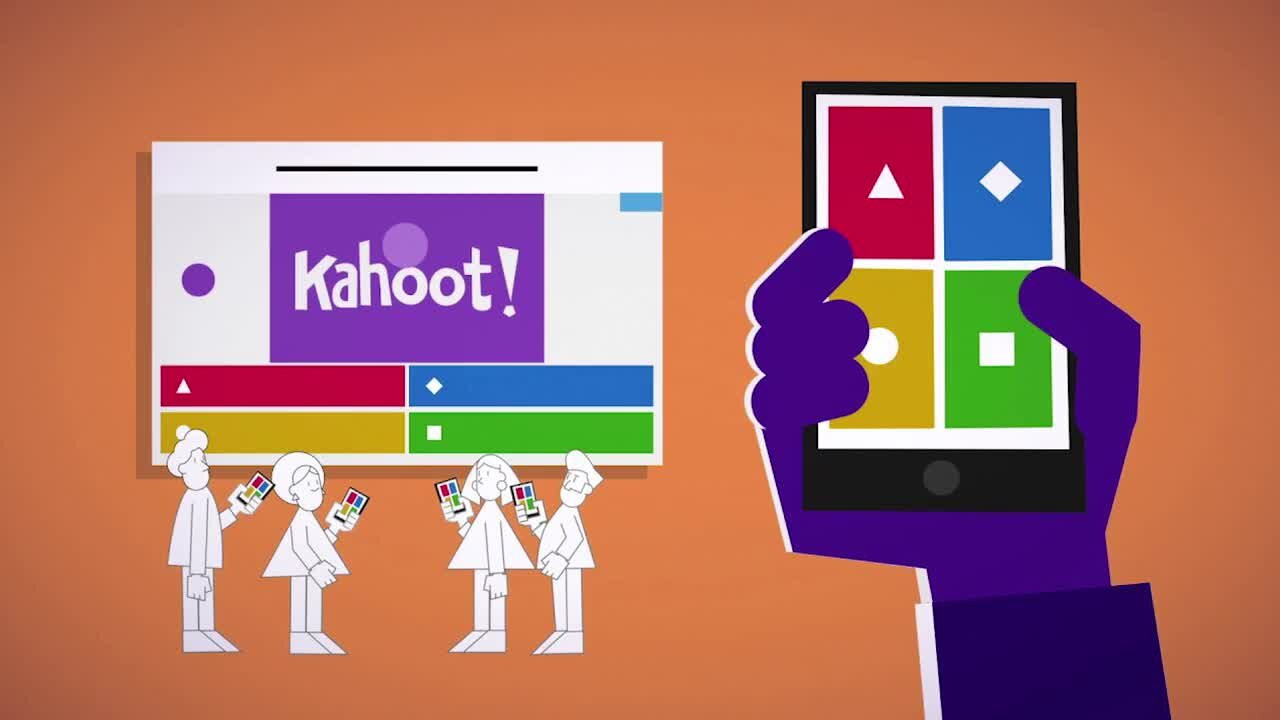 illustration of two device screens displaying the Kahoot game